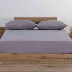Nef-Nef Σεντόνι King Size Βαμβακερό με Λάστιχο 180x200+35 Jersey 726 Light Grey