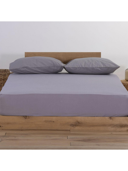 Nef-Nef Σεντόνι King Size Βαμβακερό με Λάστιχο 180x200+35 Jersey 726 Light Grey