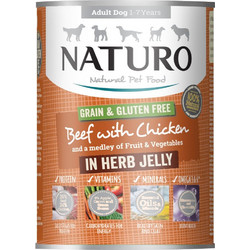 Naturo Dog Grain & Gluten Free Beef with Chicken in Herb Jelly 390gr