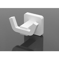 TEKNO-TEL Άγκιστρο-Κρεμάστρα 2 Θέσεων Μπάνιου 8x6x5cm Αλουμινίου Επιτοίχια με Βίδες Λευκή Matte