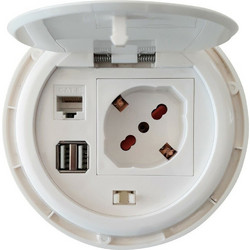 Techly IUPS-PCP-81U2URj - Desktop Πρίζα με 2xUsb και RJ45 με καπάκι
