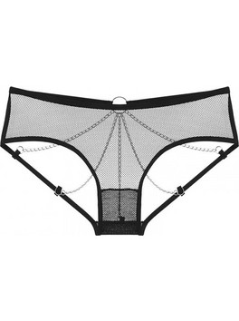 Open Women's Panties with Chains, Black - S/M