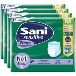 Sani Sensitive Pants No1 Small Πάνες Βρακάκι Ακράτειας 6 Σταγόνες 4x14τμχ