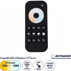 GloboStar 71566 RT2 SKYDANCE Ασύρματο Χειριστήριο Αφής RF 2.4Ghz 1 Group για όλα τα CCT SKYDANCE Controller DC 3V 2 x AAA - IP20 Μαύρο Μ12.2 x Π5.3 x Υ1.7cm - 5 Years Warranty