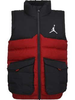 Nike Jordan Blocked Down Chest Logo Αμάνικο Αθλητικό Παιδικό Μπουφάν Μαύρο Κόκκινο 95B662-R78
