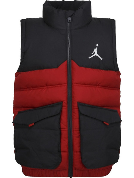 Nike Jordan Blocked Down Chest Logo Αμάνικο Αθλητικό Παιδικό Μπουφάν Μαύρο Κόκκινο 95B662-R78
