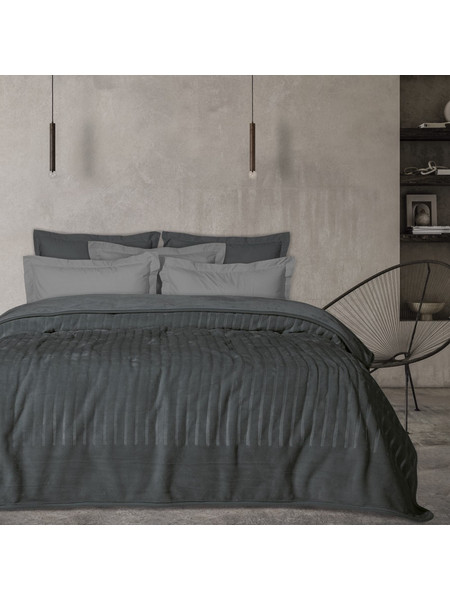 DAS HOME ΚΟΥΒΕΡΤΑ VELOUR ΥΠΕΡΔΙΠΛΗ 1349 DARK GREY