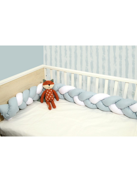 Baby Oliver Des 3130 Πάντα Κούνιας Πλεξούδα Λευκό Μέντα 20x200cm