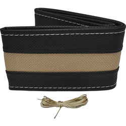 Κάλυμμα Τιμονιού Αυτοκινήτου Otom Stitching Δερματίνη Ραφτό Εξώγαζο Μαύρο - Μπεζ Medium 37-39cm DK-303