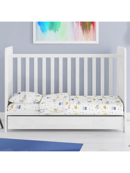 Dimcol Sweet Dreams 554 Σετ Βρεφικά Σεντόνια Κούνιας 120x160 White/Sky Blue