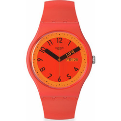Swatch Γυναικείο Ρολόι με Κόκκινο Καουτσούκ Λουράκι SO29R705