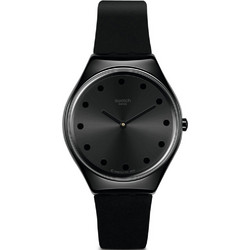 Swatch Holiday Γυναικείο Ρολόι με Μαύρο Δερμάτινο Λουράκι SYXB106