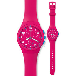 Swatch Γυναικείο Ρολόι Χρονογράφος με Φούξια Καουτσούκ Λουράκι SUSR401