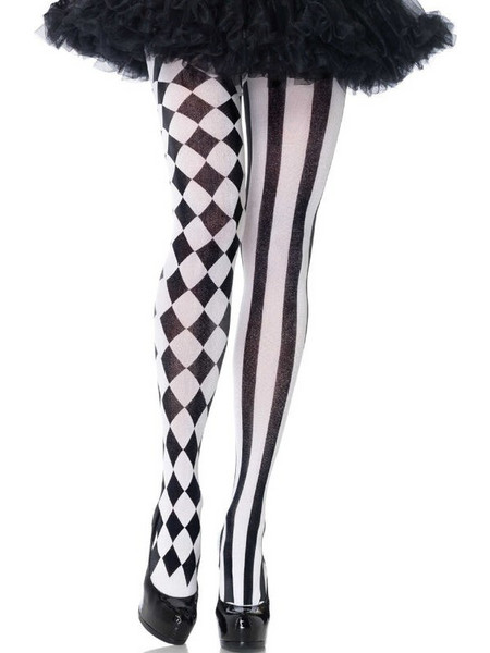 LEG AVENUE - BLACK/WHITE HARLEQUIN TIGHTS