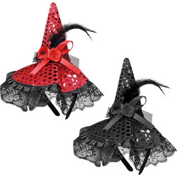 Στέκα Καπέλο Μάγισσας με Πούλιες 26x20cm Carnavalista 232473 - ΜΑΥΡΟ