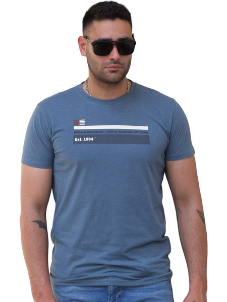 Ανδρικό T-Shirt ,ημίστενη γραμμή ,χρώμα μπλε (κωδ.TS16)