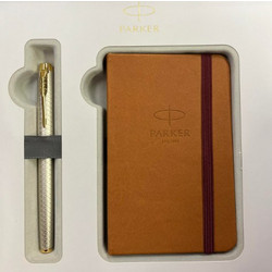 PARKER IM PREMIUM WARM GREY GT SET ROLLERBALL AND NOTEBOOK