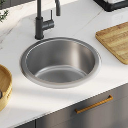 vidaXL 145070 Ένθετος Νεροχύτης Στρογγυλός Inox 42x16cm