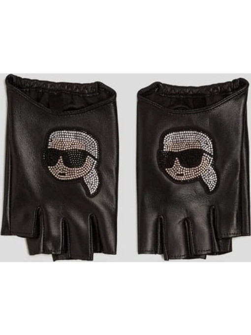 Karl Lagerfeld Γυναικεία Δερμάτινα Γάντια Μαύρα