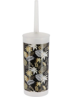 Πιγκάλ μπάνιου πλαστικό, με σχέδιο gold jungle, 10x10x35 cm, Toilet brush - Aria Trade