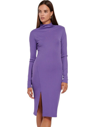 Funky Buddha Midi Καθημερινό Φόρεμα Λιλά FBL008-114-13
