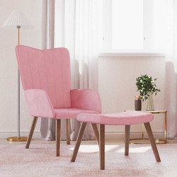 vidaXL Πολυθρόνα Relax με Υποπόδιο Βελούδινη Ροζ 327670