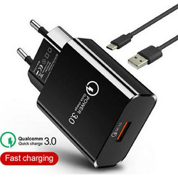 Lamtech Φορτιστής με Καλώδιο USB-C με Θύρα USB-A Quick Charge 3.0 Black LAM021981