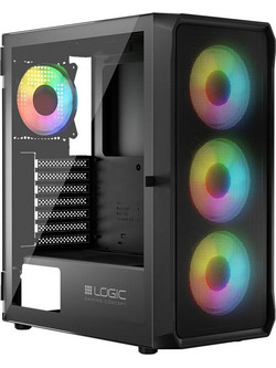 Logic Portos ARGB Midi Black Gaming Midi Tower Κουτί Υπολογιστή RGB με Πλαϊνό Παράθυρο