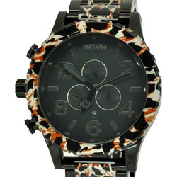 Nixon 51-30 All Black Γυναικείο Ρολόι Χρονογράφος με Animal Print Μεταλλικό Μπρασελέ
