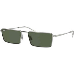 Ray-Ban RB3741 0039A Ανδρικά Γυαλιά Ηλίου Ορθογώνια Κοκάλινα Ασημί με Πράσινο Polarized Φακό