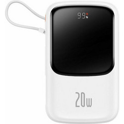 Baseus Qpow Pro Digital Display Power Bank 10000mAh 20W με Θύρα USB-A & Θύρα USB-C Quick Charge 3.0 & Power Delivery White