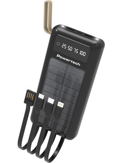 Powertech PT-1084 Ηλιακό Power Bank 20000mAh 10.5W με 2 Θύρες USB-A Black