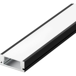 Aca MINI Προφίλ Αλουμινίου Μαύρο με Οπάλ Κάλυμμα (P109B)