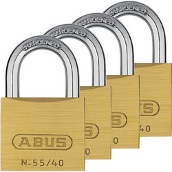 Abus 55/40 Quadro Λουκέτα Ασφαλείας Ορειχάλκινα 40mm Σετ 4 Τεμ ΟΜΟΙΟ ΚΛΕΙΔΙ