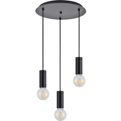 Home Lighting Κρεμαστό Φωτιστικό Οροφής Τρίφωτο E27 Μαύρο SE21-BL-4-3BL 77-8480