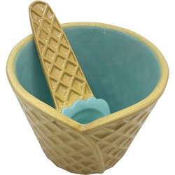 RAVENNA Κεραμικό Μπολ με Κουτάλι Yummy Blue 290ml