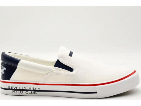 Loafers Ανδρικά Beverly Hills Polo Club σε λευκό ύφασμα 6775-WHITE