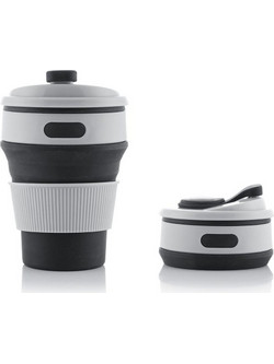 InnovaGoods Original Κούπα με Καπάκι από Σιλικόνη Flahsie 350ml - Μαύρο/Γκρι (V0103302)