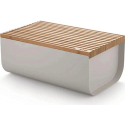 Μεταλλική ψωμιέρα με καπάκι bamboo 34x21x14 εκ. Alessi Mattina BG03.WG