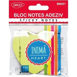 Αυτοκόλλητα χαρτάκια DACO 70 mm x 70 mm Καρδιά 100 φύλλα
