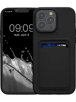 Θήκη Apple iPhone 15 Pro Max - KWmobile Σιλικόνης με Υποδοχή για Κάρτα - Black (62020.01)