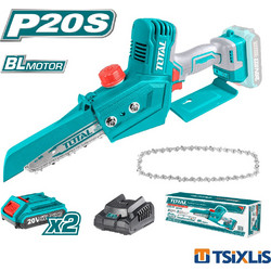 Total TGSLI20683 Κλαδευτικό Αλυσοπρίονο Μπαταρίας 20V 1.9kg με Λάμα 15cm 2x2Ah