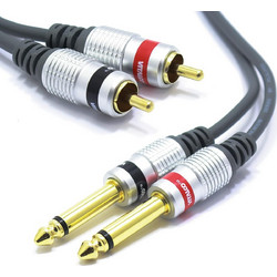 VITALCO RCA to 6.3 mm Jack Cable 1m 2 x Male RCA Male to 2 x Large Jack Mono Audio Adapter