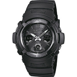 Casio Ανδρικό Ρολόι Χρονογράφος Solar με Μαύρο Λουράκι AWG-M100B-1AER