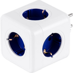 TRAVEL PowerCube PRO Certified 79629 Πολύπριζο 5 Θέσεων με 5 Πρίζες Ασφαλείας Childproof EU Schuko AC 220-240V Μ7.5 x Π11.5 x Υ7.5 - Λευκό με Μπλε - Max Load 3680W/16A