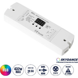 71447 D3-L SKYDANCE DC DMX & RDM Dimmer High Speed Controller / Decoder 3 Καναλιών DC 12-24V 3 x 6A 144W - Max 18.5A 432W - IP20 Μ17 x Π5 x Υ2.5cm