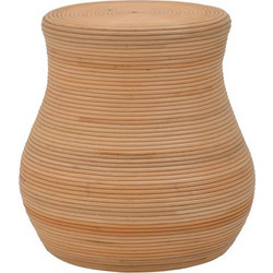 Σκαμπό Bulaten Inart rattan σε φυσική απόχρωση Φ45x45εκ