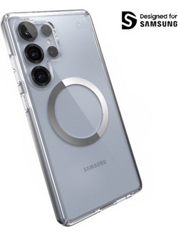 Speck Presidio Perfect-Clear Magnet - Case for Samsung Galaxy S25 Ultra MagSafe (Clear / Chrome Finish / Serene Silver)