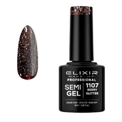 Elixir Semigel Flash Effect 1107 Berry Glitter Ημιμόνιμο Βερνίκι Νυχιών 8ml