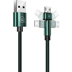 USAMS Καλώδιο πλεγμένο περιστροφικό U60 2A microUSB 1m πράσινο